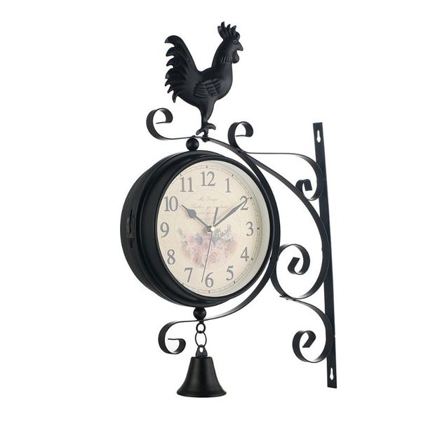 

wall clocks european style creative double-sided clock home living room decoration iron mute