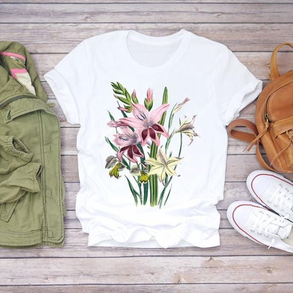 

men flower camisas lady plant mens t shirts floral 90s korean clothes summer shirt graphic female ladies tee, White;black