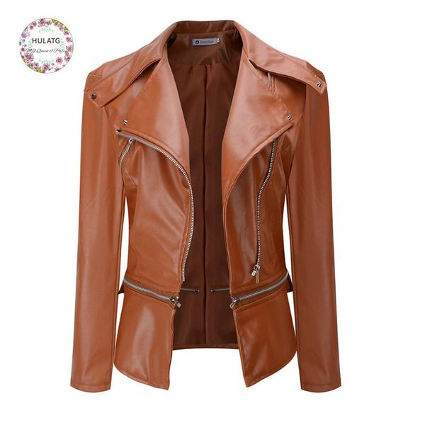 

women's jackets luxury autumn winter zipper separable motorcycle leather jacket coat brown short female windbreaker women, Black;brown