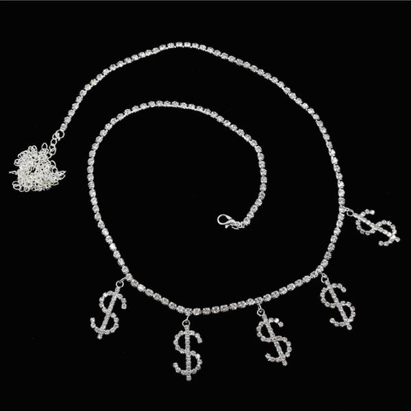 

chains jewelrychains dollar symbol diamond waist woman beach charm bikini belly body chain jewelry drop delivery 2021 jjb3d, Silver