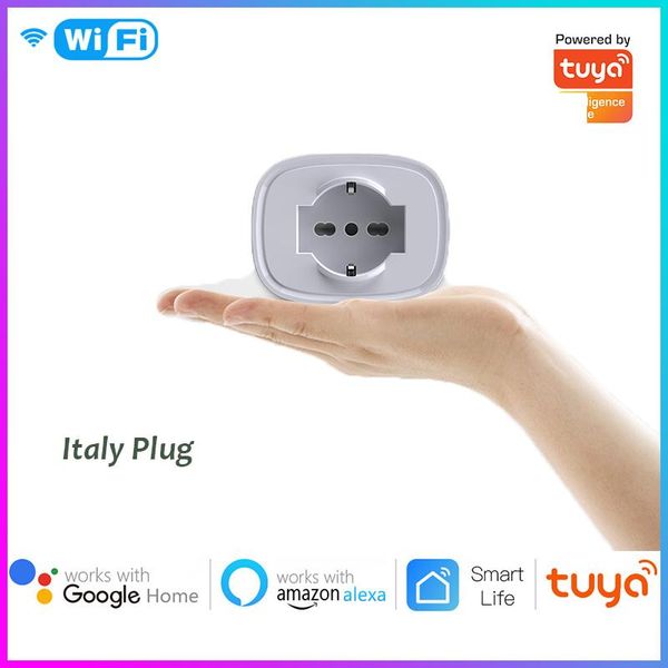 

smart power plugs wifi plug 16a italy socket tuya life app for alexa google home assistant voice control monitor timer
