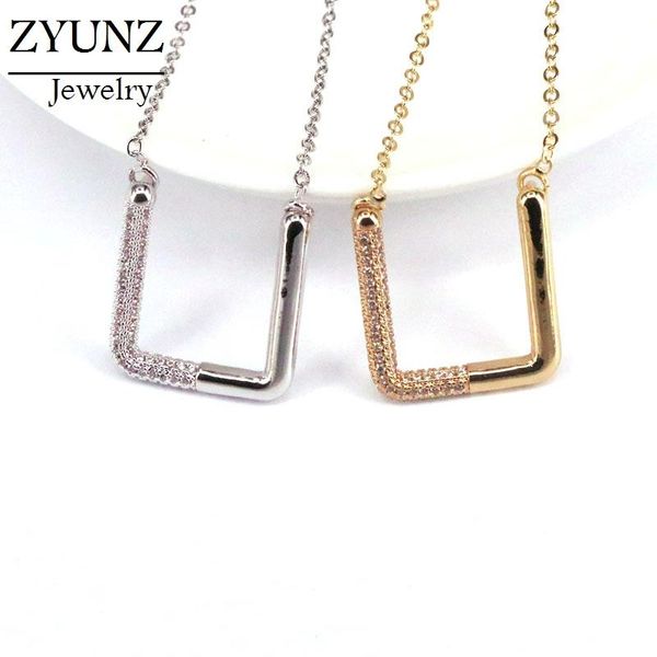 

pendant necklaces 5pcs, collar necklace cz gold silver color letter diy