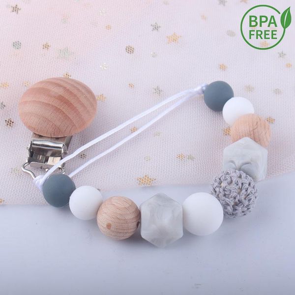 

pacifiers# baby pacifier clip silicone teething beads paci holder soothie clips teether toy chewbeads birthday shower gift