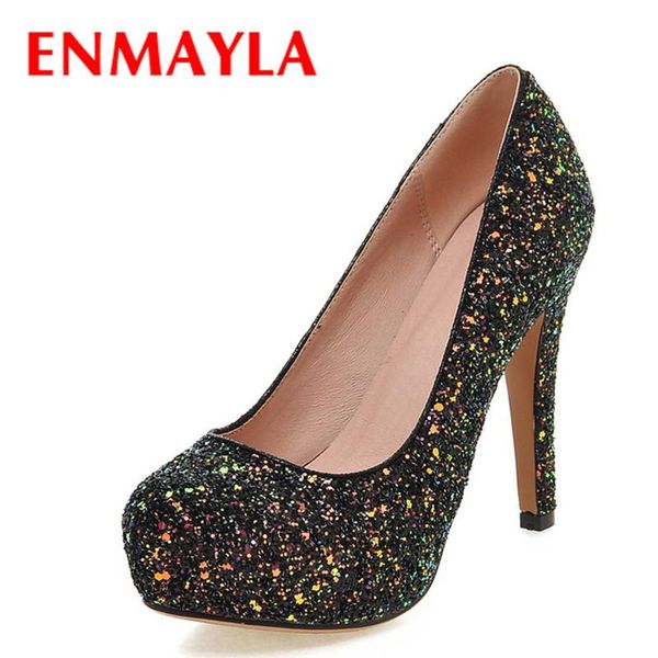 

summer shoes women sequined platform pumps high heels pink white giltters woman black wedding party dress