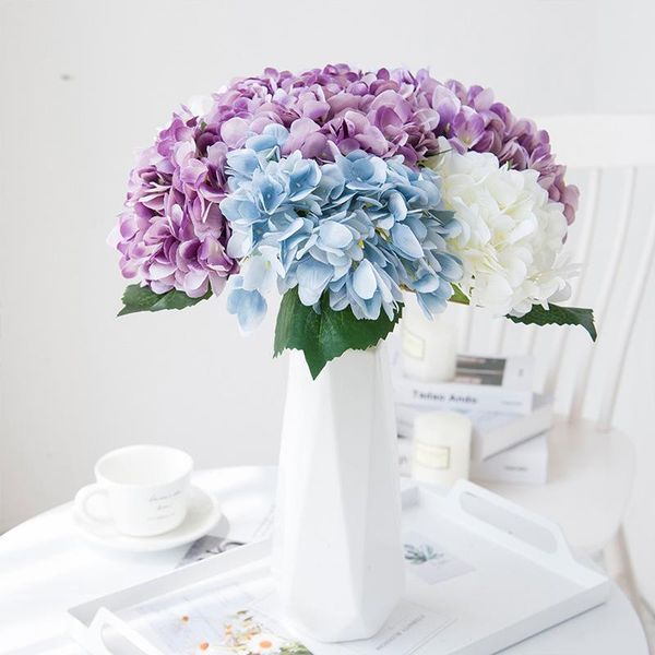

decorative flowers & wreaths artificial silk hydrangea plastic branch for flower arrangement diy fake home wedding garden decor 45cm