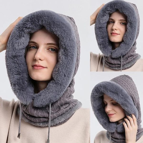 

winter knitted hats women thick warm beanie skullies hat female knit bonnet beanie caps outdoor cycling skiing cap, Blue;gray