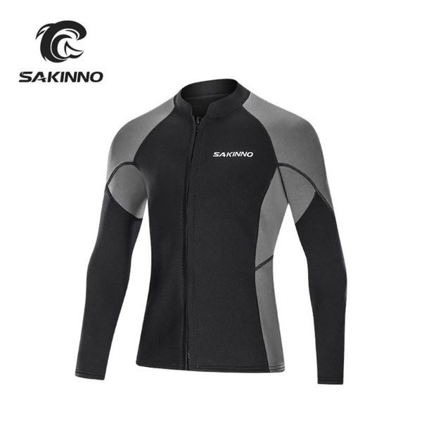 

the neoprene wetsuit men diving jacket long sleeve snorkeling coat male surfing winter fishing thermal swimwear swim wear
