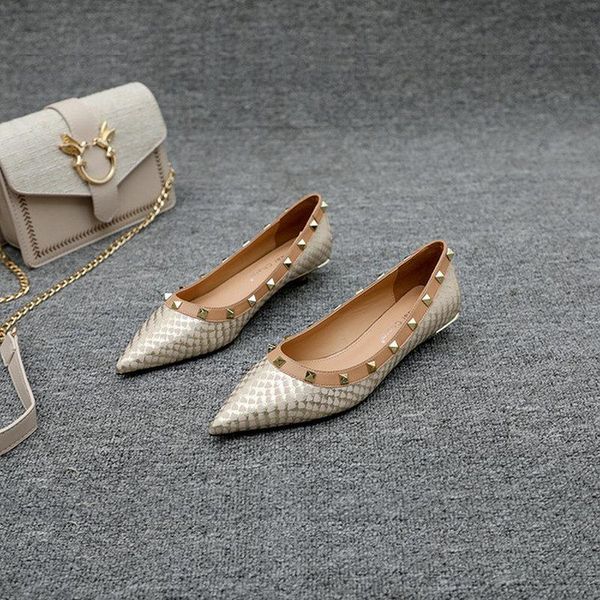 

dress shoes snake pattern shallow mouth rivet heels pointed toe single women's low heel boat party mary jane work, Black