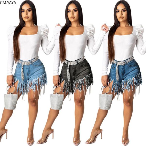 

women's jeans 2021 women summer shorts high waist casual zipper knee tassel street wear denim fashion pants gl3752, Blue