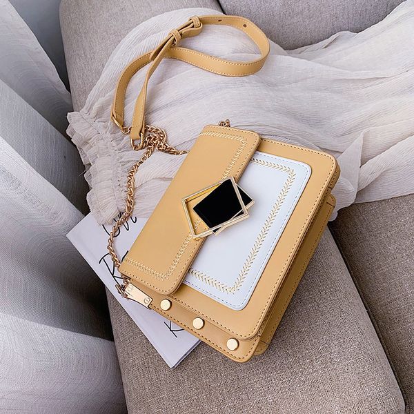 

pu leather purses and handbags for women 2021 designer luxury new girls female shoppers fashion square lock chain crossbody bags, Red;black