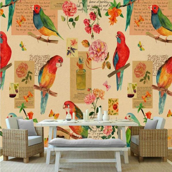 

wallpapers home improvement decorative painting wallpaper for walls living room 3d non-woven silk wall paper retro flowers