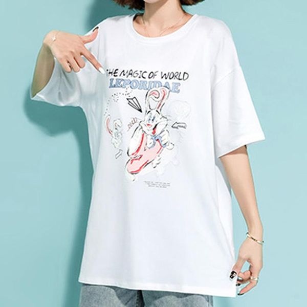 

zoki white women t-shirt cotton print o-neck short sleeve casual slim korean street summer fashion girl 2021 women's