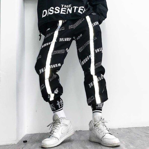 

hip hop pantalones streetwear harajuku joggers hombres pant 210616, Black