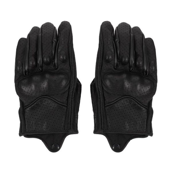 

cycling gloves 1 pair of perforated leather motorcycle off-road, Black