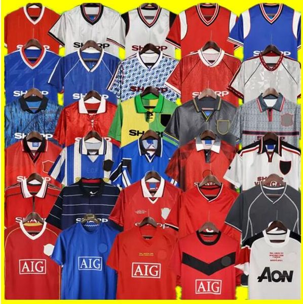 

retro manchester version 1988 1990 1992 1994 1996 1998 2000 2002 united soccer jerseys finals football shirts giggs scholes ronaldo vitage c, Black;yellow