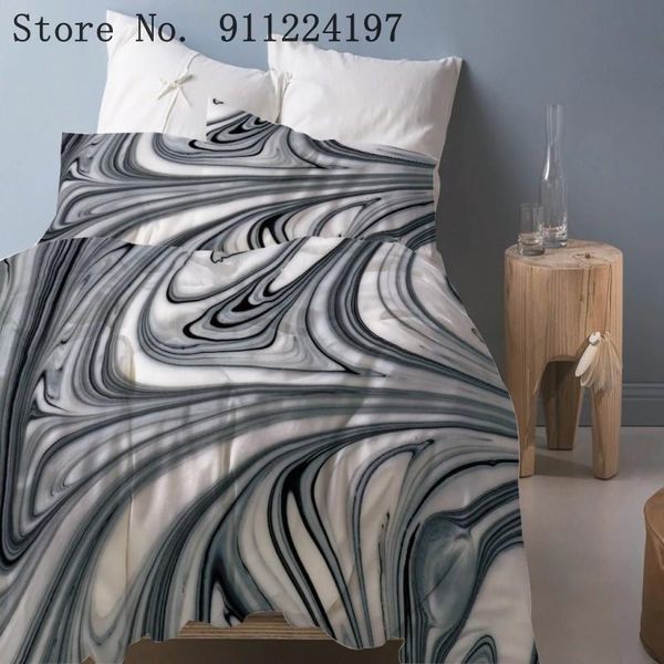 

bedding sets bedspread printed marble pattern set duvet cover 2/3pcs bed twin double  quilt linen