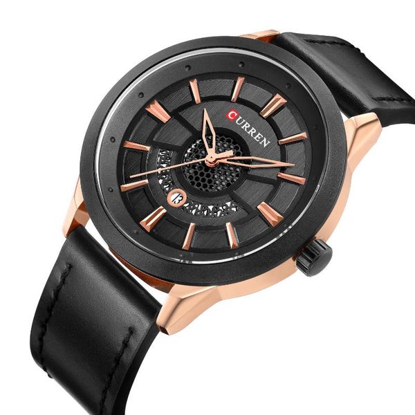 

wristwatches 2021gift style trend men's watch waterproof quartz calendar gift leather belt, Slivery;brown