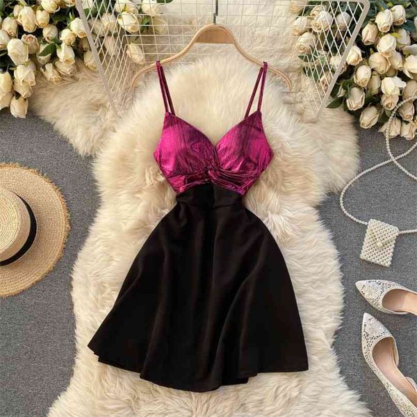 

women fashion high street nightclub disco dancing spring dress sleeveless stitching slim mini vestidos r234 210527, Black;gray