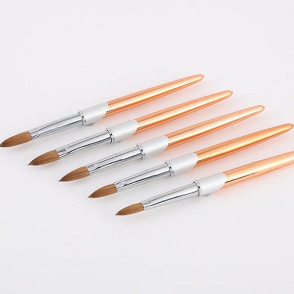 

mink hair uv gel carving painting nail art pen rose gold metal handle 100% kolinsky sable brush for diy home tools1, Yellow