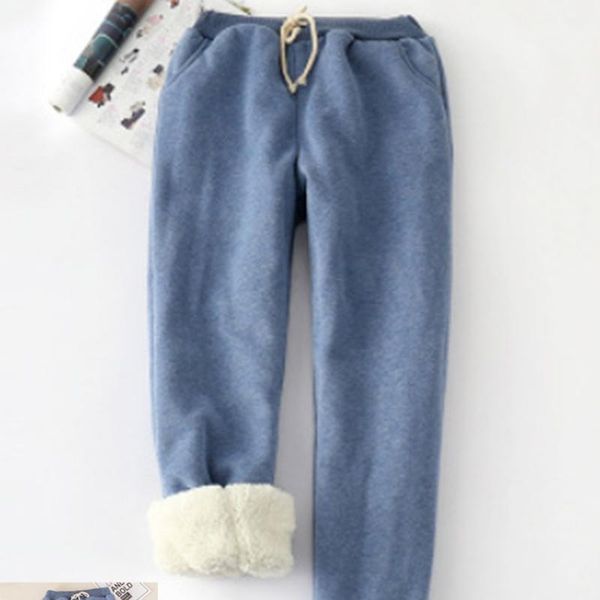 

women's pants & capris winter women thick lambskin cashmere warm female casual loose tracksuit long trousers sweatpants plus size x56, Black;white