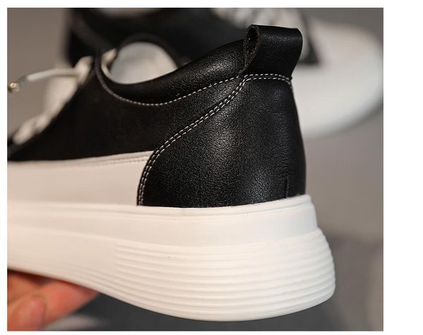 

fashion new shoes female womens students hand made leather thick sole large size small white black sports casual shoes women