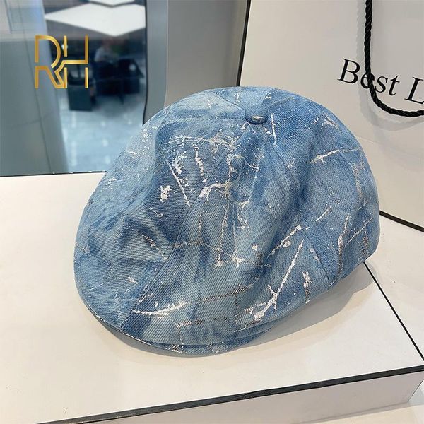 

berets fashion denim 2021 summer painter hat beret ladies spring and autumn sun women navy boina sboy cap, Blue;gray