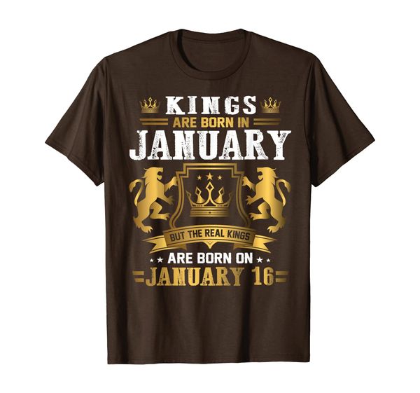 

real kings are born on january 16th birthday gift t-shirt, White;black