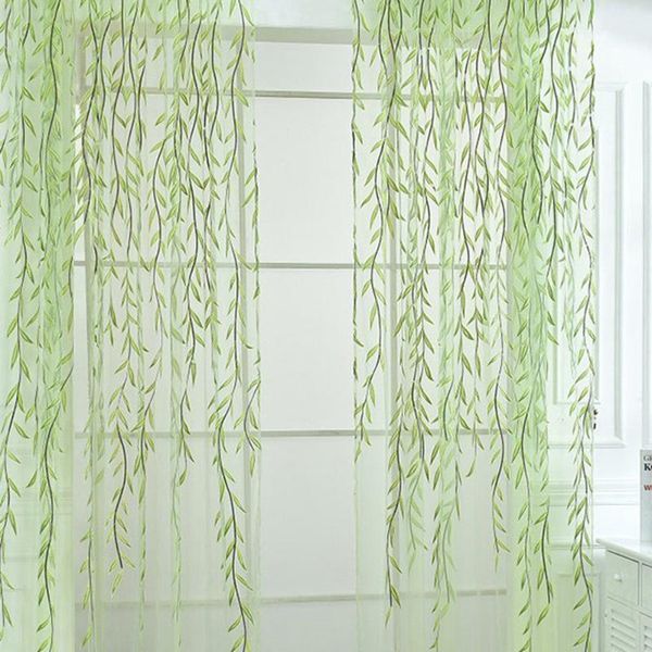 

elegant modern tulle curtains for living room bedroom kitchen green leaf sheer window drapes #r5 curtain &