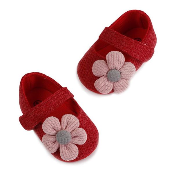 

first walkers spring and autumn girls' toddler shoes flower pattern woolen soft sole baby princess fashion out all-match