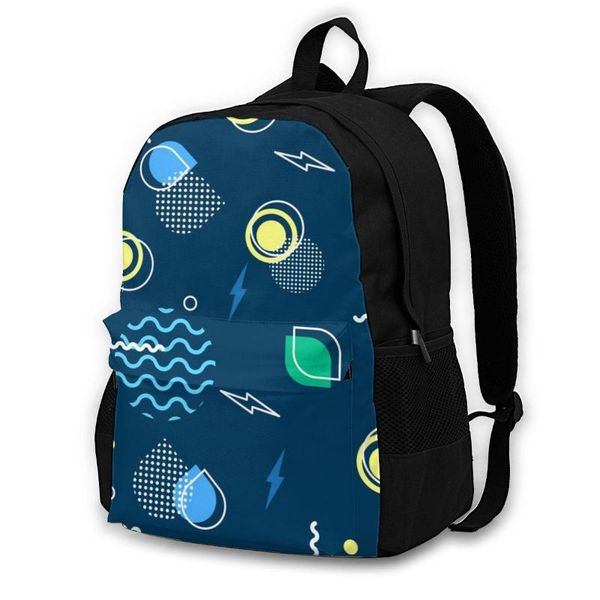 

backpack lapwomen canvas school teenagers casual travel dark colors geometric elements bags