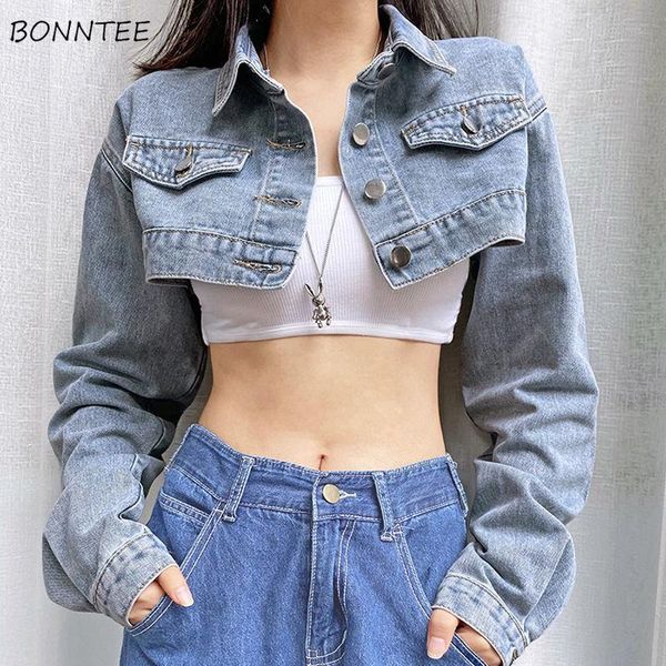

women's jackets basic women spring chic harajuku female cropped outwear fashion design all-match ins streetwear blue aesthetic 5zfu, Black;brown