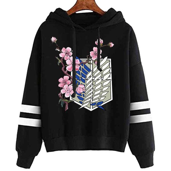 

attack on titan hoodi men funny japane anime streetwear harajuku graphic sweatshirts male, Black