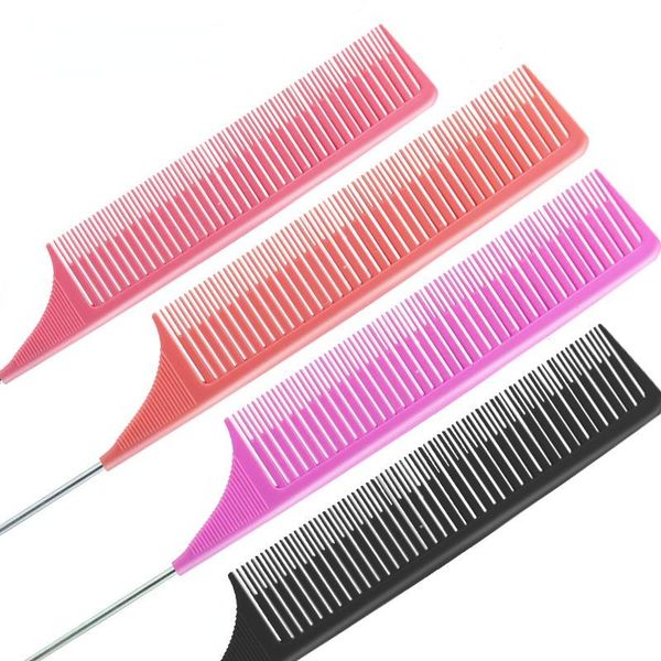 

hair brushes professional tail comb salon cut styling stainless steel spiked, Silver
