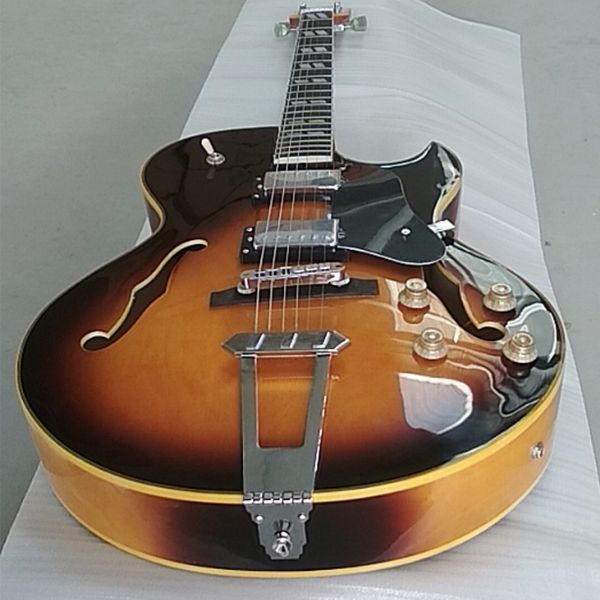 

es custom fat hollow body 175 style jazz electric guitar