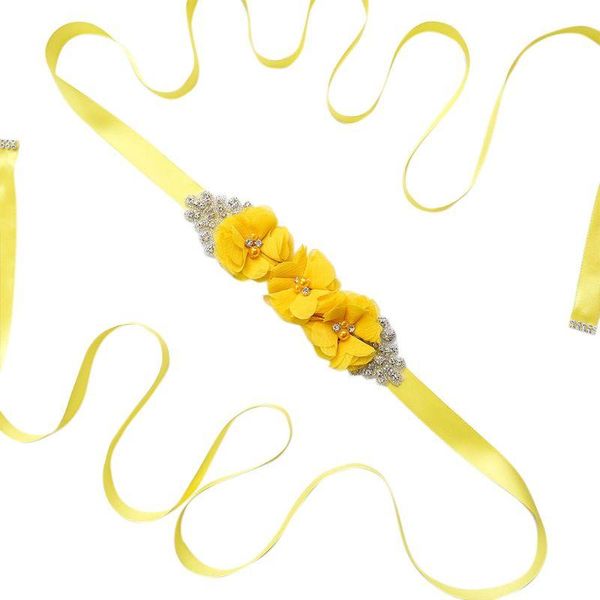 

belts 270x2cm womens elegant three flower sash rhinestone beaded waistband bridal ribbon cummerbunds wedding dress waist belt 12, Black;brown