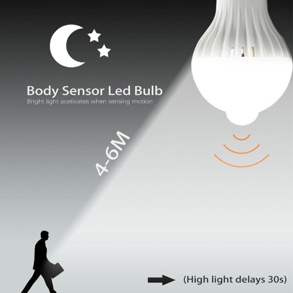 

bulbs infrared sensor light bulb pir motion activated e27 led 85-265v 5w 7w 9w white for stair corridor warehouse