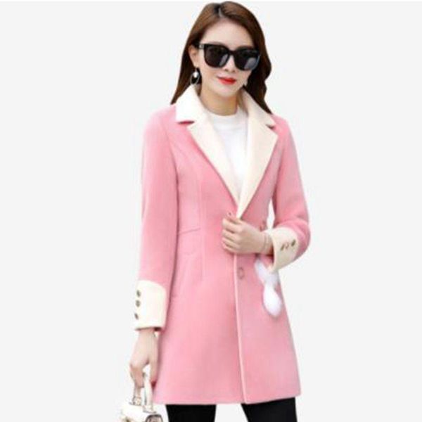 

women's jackets winter woolen coat in the long mink down han version of autumn and girls clothes, Black;brown
