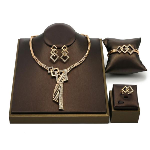 

earrings & necklace 2021 fashion african bridal jewelry sets wholesale nigerian women wedding set dubai gold designer brand, Silver
