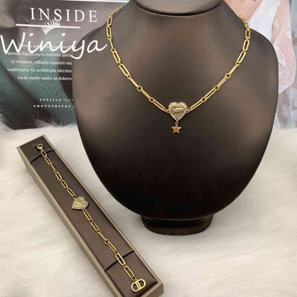 

luxury designer fashion necklace dijia / d family star letter love inlaid diamond personality temperament net red same bracelet, Red;brown