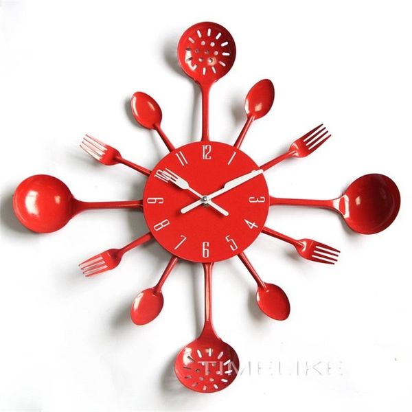 

wall clock 16 inch metal kitchen cutlery clocks with forks and spoons modern home decor antique style watch