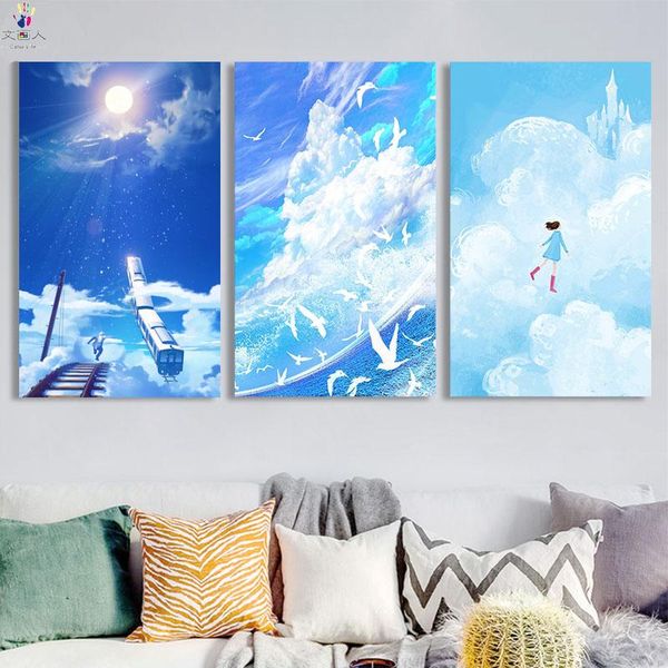 

paintings paint by number art painting numbers sky hand-painted color oil healing system