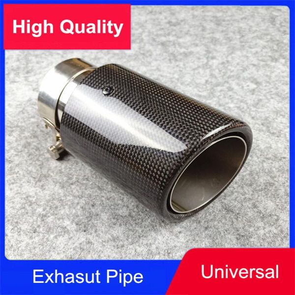 

motorcycle exhaust system 1 pcs car-styling single glossy carbon muffler tip auto universal silver stainless steel end pipe