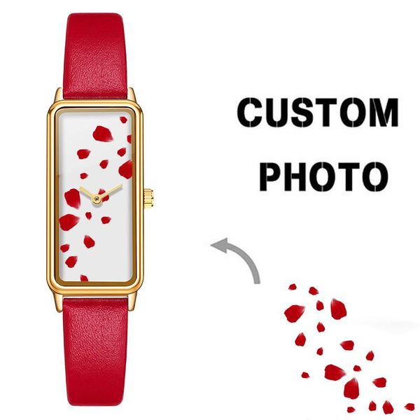 

wristwatches cl040 diy picture women's watch rectangle customize design for women family baby girlfriend po printed lady gift, Slivery;brown