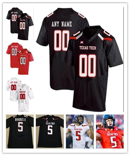 

custom texas tech ttu college football any name number 10 alan bowman mahomes mayfield welker men women youth kid jersey, Black