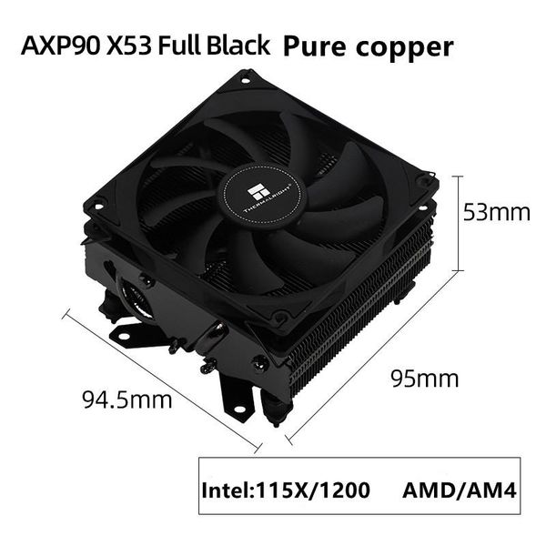 

thermalright axp90 x53 pure copper full black 53mm 4 heatpipe case cpu cooler mini itx htpc cooling for intel 115x amd am4 fans & coolings