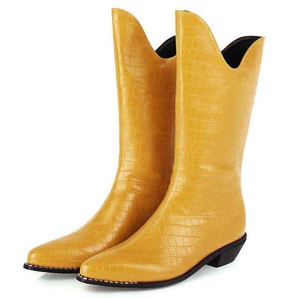 

fashion cowboy boots for women shoes casual western high knee boots snake leather women's autumn winter boots shoes large size 210429, Black