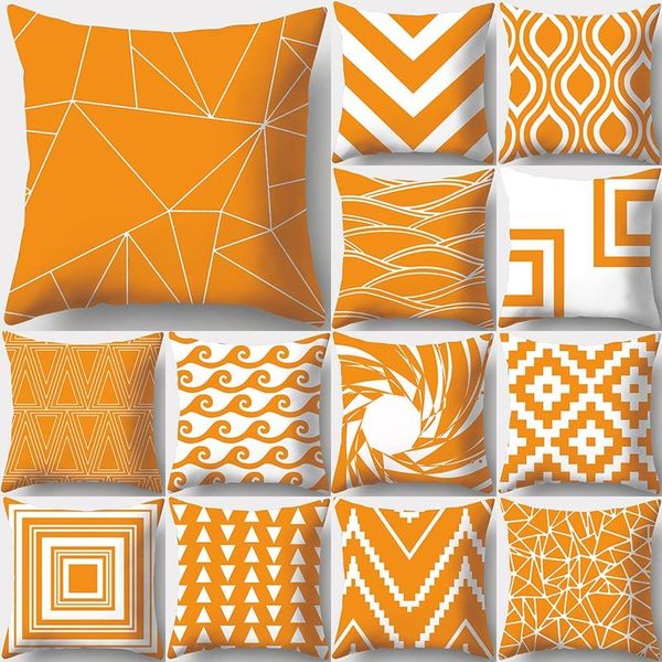 

cushion/decorative pillow orange geometric pattern decorative cushions pillowcase polyester cushion cover throw sofa decoration pillowcover