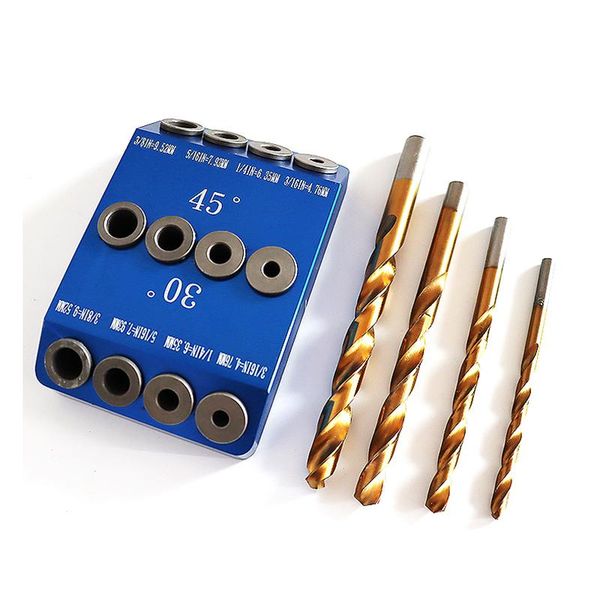 

30Â°/45Â°/90Â° woodworking pocket hole jig aluminum oblique locator drilling kit vertical doweling woodworker diy tools professional hand tool