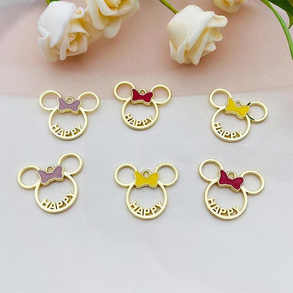 

charms 10pcs alloy charm cartoon hollow mouse pendant earrings diy keychain jewelry accessories, Bronze;silver