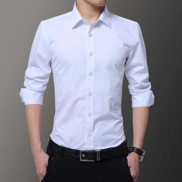 

cotton oxford shirt mens spring casual long sleeve slim fit dress shirts men social, White;black